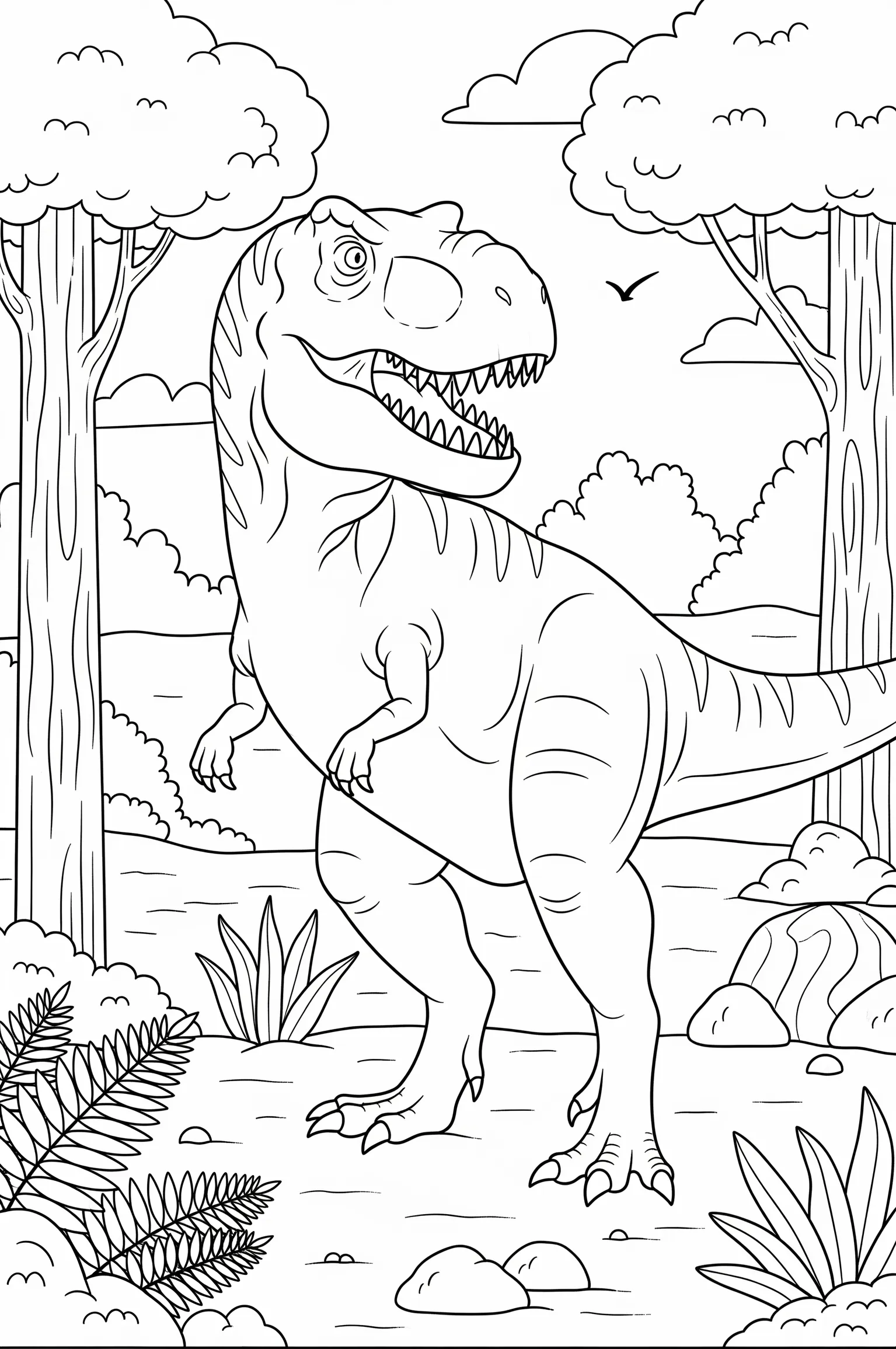 Gambar Gambar Mewarnai Dinosaurus Trex siap untuk diwarnai